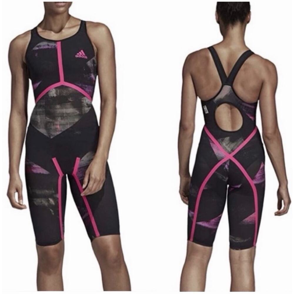 ADIDAS Adizero XVIII Freestyle Open Back Kneesuit Swim Suit Women 26